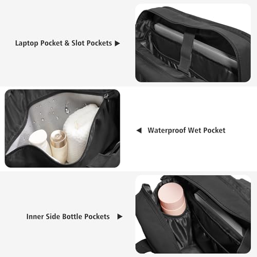 G4Free Expandable Duffle Bag for Travel Weekender Overnight Carry On Tote Duffel Bags for Men Women (Black&Brown)4