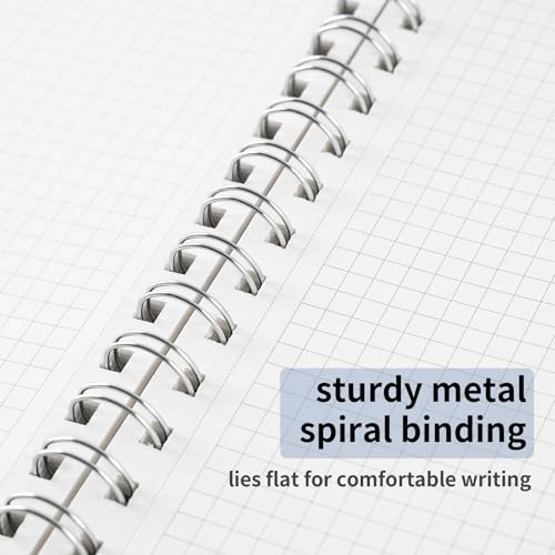 STUDIO O. A. A5 Spiral Graph Ruled Notebook 3 Pack, 160 Pages Ivory White 100GSM Thick Paper, Waterproof Frosted Translucent Cover, Perforated Tear Off Line Squared Journal for School Office - Image 4