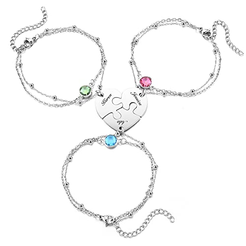 Top Plaza Best Friend Bracelets for 3 Friendship BFF Bracelets Matching Puzzle Heart Relationship Bracelets for Young Women Friendship Jewelry Best Friend Birthday Gifts