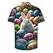 Happy Easter Shirts for Men Funny Letter Print Cute Bunny Easter Eggs Graphic Short Sleeve Button Down Hawaiian Shirt Easter Day Shirt Men C, White