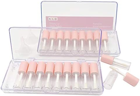 Pink lip gloss tubes with wand empty bottles 3.5ml Clear Mini Refillable lip gloss containers DIY lip gloss making kit&Funnel & Rubber Stoppers (20PCS in two boxes)