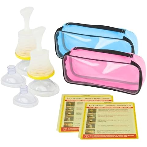 LifeVac Travel Kit, 2-Pack Bundle - Portable Choking Rescue Device - First-Aid Suction, Adult & Baby/Kids Masks, HSA/FSA Approved - Blue & Pink Cover