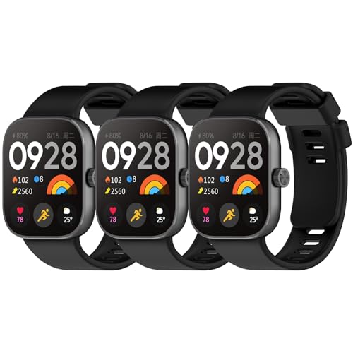 WindRen 3 Piezas de Correas Compatibles Con Xiaomi Redmi Watch 5/4, Mi Band 9 Pro/8 Pro - Correas de Silicona Impermeables Deportivas de Repuesto