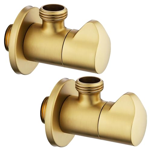 2 Stücke Eckventil 1/2 zoll, Hohe Temperatur- und Hohe Druckbeständigkeit, Eckventil, Sicherheitsschalter für Haushaltswasser, Geeignet für Küchenarmaturen, Badarmaturen, Toiletten (Gold)