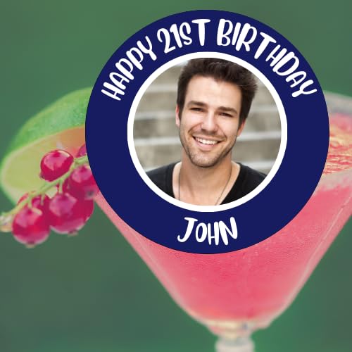 12 x 6cm PHOTO personalised edible cocktail drink toppers uncut/Birthday/Retirement/ANY WORDING