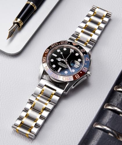 Image of BINLUN Stainless Steel Watch Bands 12mm-24mm Universal Metal Replacement Watch Straps SmartWatch Bracelets Links Straight & Curved Ends Men Women 6 Colors