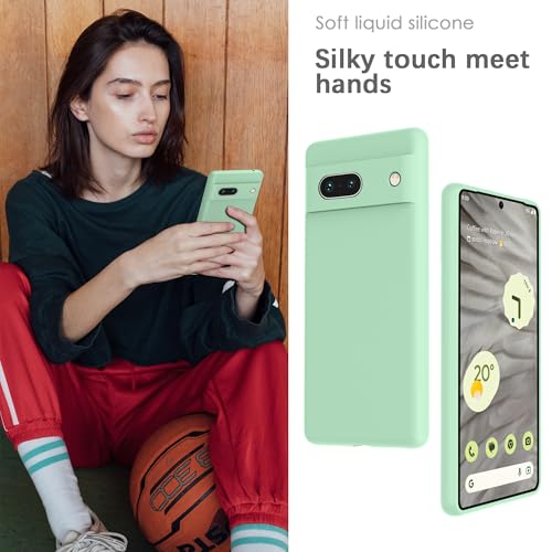 Image of YATWIN Silicone Back Case for Google Pixel 7A, Soft-Touch Phone Back Cover for Google Pixel 7A - Link Cyan