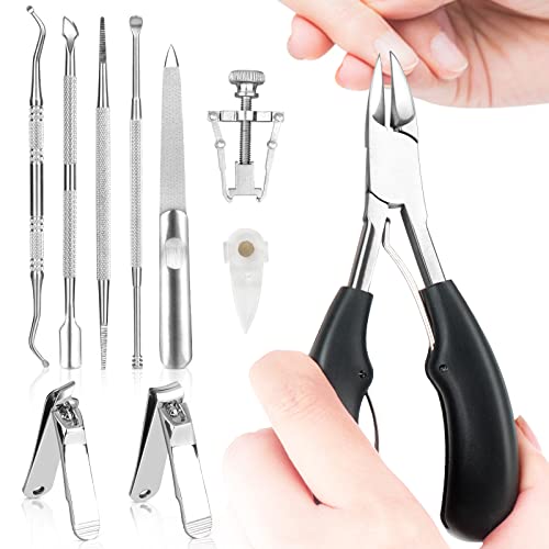 Toenail Clippers Set, MOMSIV 10 pcs Professional Stainless Steel Pedicure Clippers Toenail Cutters, Super Sharp Men's Nail Clippers Toenail Clippers Set for Thickness & Ingrown Hard Toenails