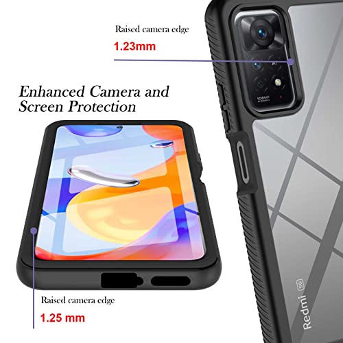 Detuosi Hard Phone Case Compatible With Xiaomi Redmi Note 11 Pro 5G With Screen Protector, 3 In 1 Clear Shockproof Full Body Protective Phone Cover For Redmi Note 11 Pro 5G/4G 6.67 Inch, Black #TOP5
