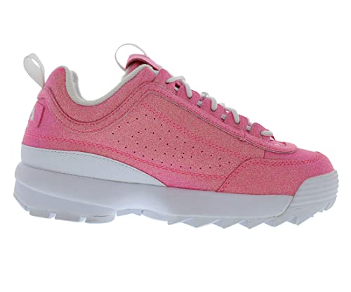 Fila Disruptor II Glimmer PS Girls Shoes Size 5, Color: Knockout Pink/White/Knockout Pink3