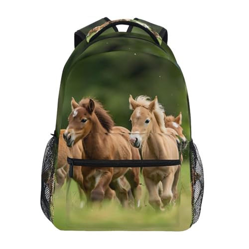 MFTJYO Mochilas de cavalo, mochila escolar, cavalos, crianças, mochilas escolares 3D, estampa animal, aluno, ensino fundamental, 3ª 4ª e 5ª série, Multi1, 15L, Mochilas de mochila