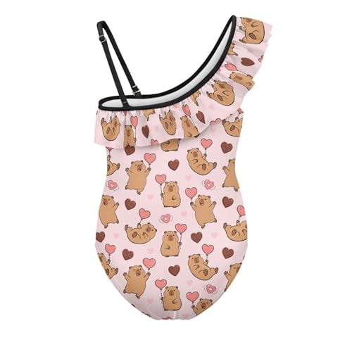 Image of Girls Swimsuit One Piece Ruffle Swimsuit Non-Slip Straps UPF 50+ for Girls Size 3-14 Years