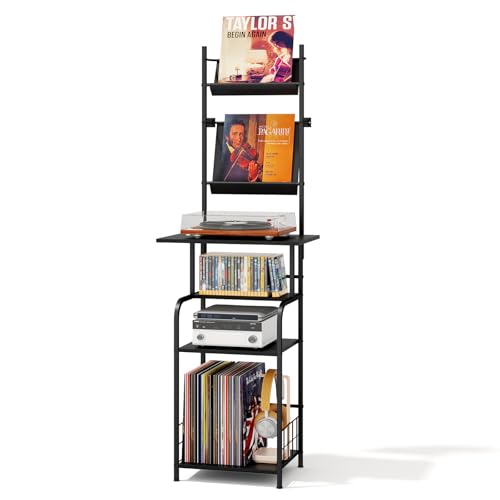 Homsorout Record Player Stand with Vinyl Storage - 6-Tier Turntable