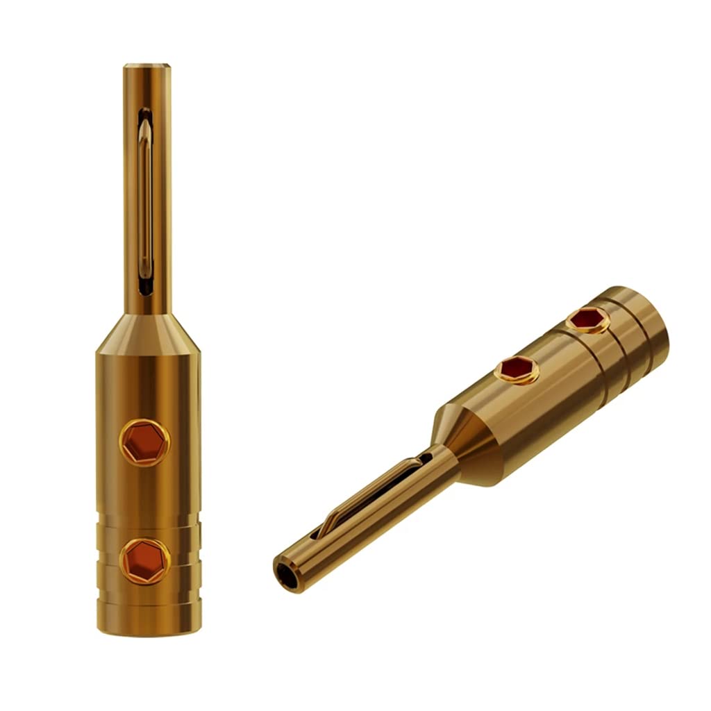 Fiches Banane à vis pour Haut-Parleur, connecteur plaqué Or/Rhodium pour Fil de Haut-Parleur de 5mm, Facile à Installer, Accessoires de Voiture, 4 pièces