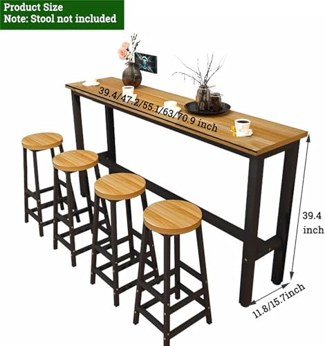 Table de bar en bois jaune moderne 39,4 pouces pour petit espace