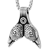 Homre Acero Inoxidable Dobles Cuervo Cabeza Colgante Collar,