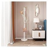 Kleiderständer Bodenstehende Garderobe, freistehender Metallgarderobenständer, Edelstahl-Garderobenständer, 6 Haken, bodenstehende Hutgarderobe für Kleidung, Hüte, Handtaschen, Garderobenständer