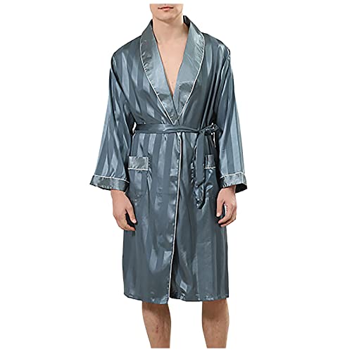 Bath Robe for Men 2024 Fashion Solid Satin Pajama Robe Lightweight Mid Length Wrap Style Kimono Spa Bathrobe 2024