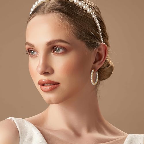 Pearl Earrings for Women Gold Pearl Earrings Hoop Earring for Women 14K Gold Hoop Earring Huggie Hoops 20/30mm3