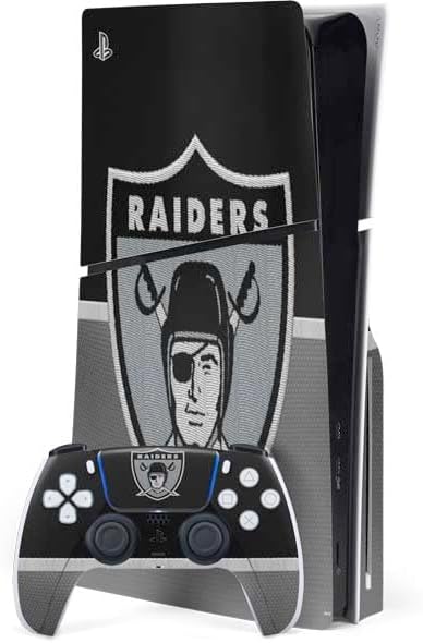 Skinit Decal Gaming Skin Compatible with PS5 Slim Disk Bundle - Officially Licensed NFL Las Vegas Raiders Large Logo Design