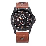 teure männer uhren marken  FENKOO Schöne Armbanduhren Marke Uhren Männer Leder Datum Geschenk Quarz-Armbanduhr (Color : 5)