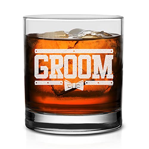 Neenonex Groom Bow Tie Whiskey Glass - Wedding Bachelor Party Gift For Groom #TOP2