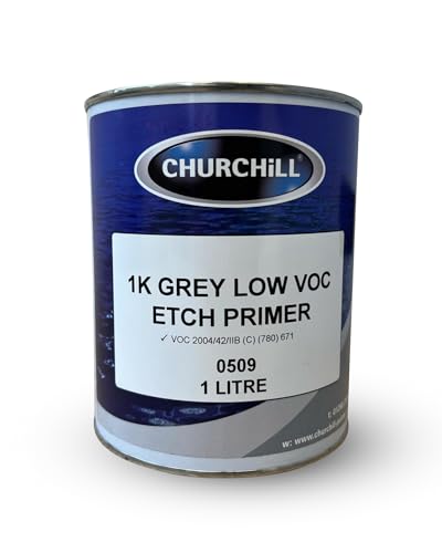 PROTOUCH Churchill 1K - Relleno de imprimación para grabado con bajo contenido de compuestos orgánicos volátiles (COV, 1 litro) y imprimación ácida, color gris, 1 litro, para uso en aluminio y otros