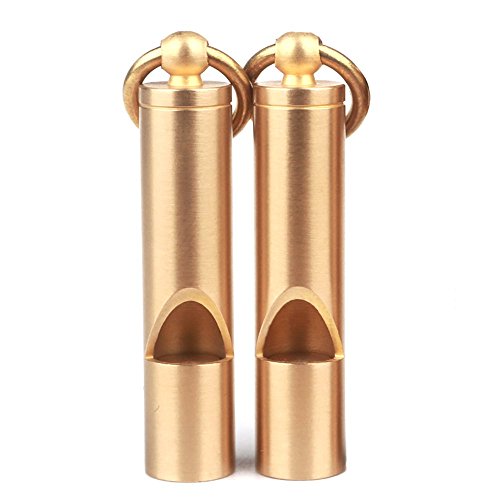 Cevinee Loud Version Portable Brass Emergency Whistle, Classic EDC Tool Collection, Mini Survival Whistle with Key Chain, 2 Piece
