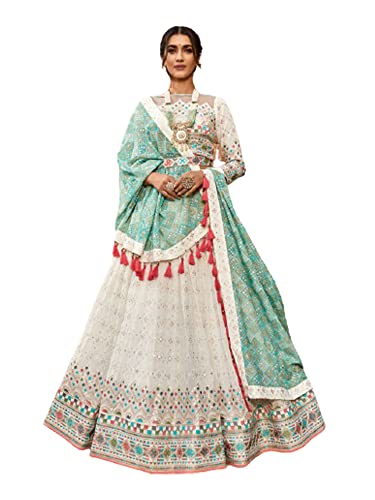 Chaniya Choli 1827 haut de gamme brodé de paillettes et fils fins