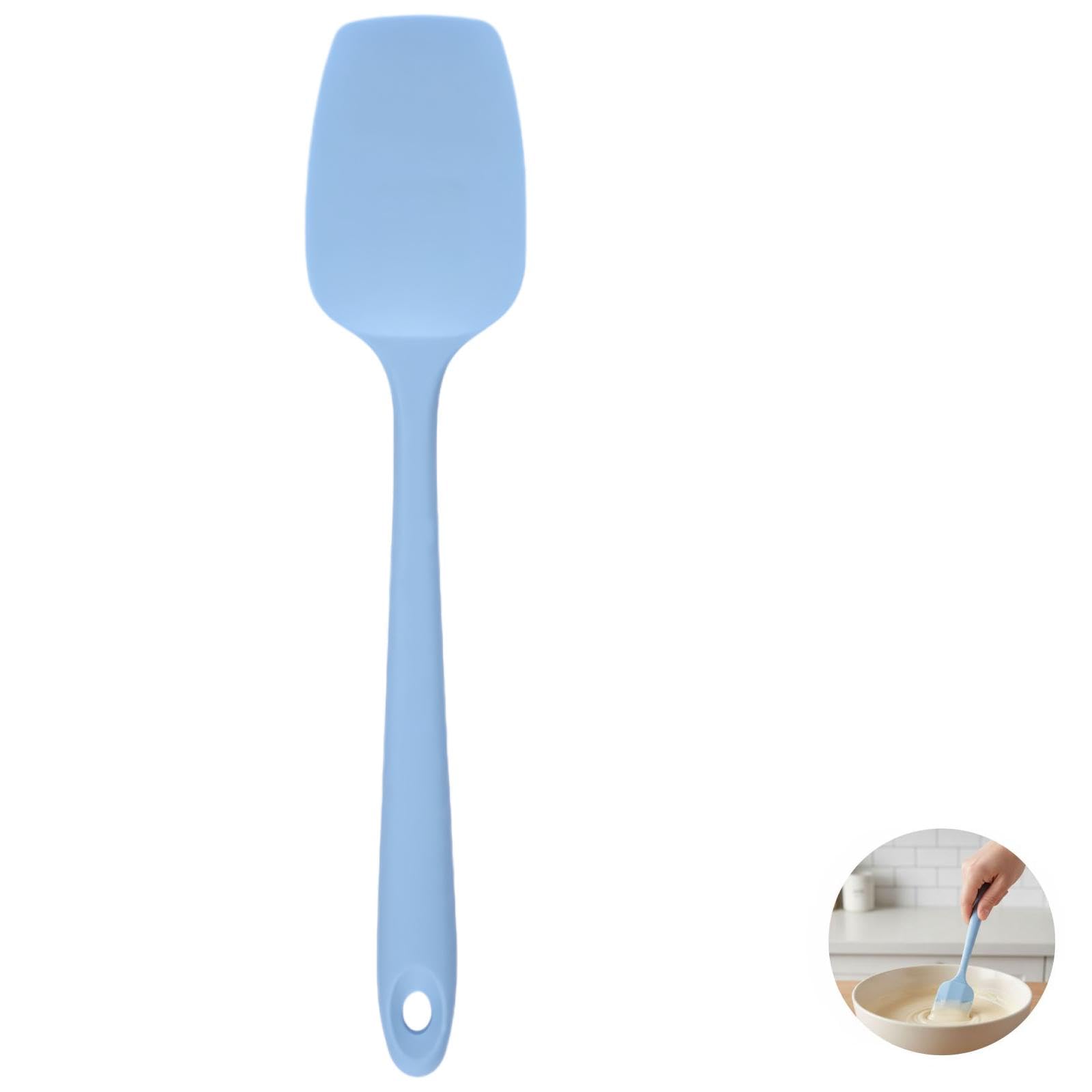 3 Stk. Silikonspatel Set, flexible Küchenhelfer zum Backen, Kochen und Mischen, gebogene Teigschaber mit ergonomischem Griff, weiche Spatelköpfe in Blau, Cyan und Hellviolett
