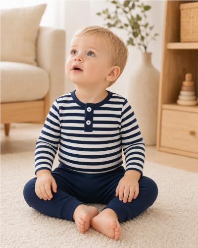 Jecson Baby Boy Clothes 3-6 Months 6 Piece Whale Print Bodysuits and Pants - 5