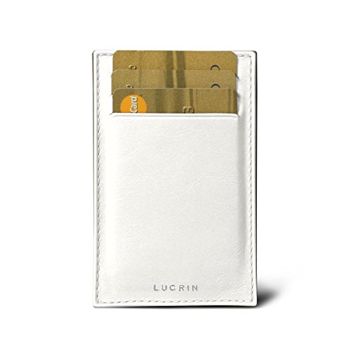 Lucrin - Custodia per carte di credito e biglietti da visita - Bianco - Pelle Liscia