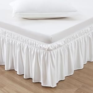 Meilawraparoundbedskirtthreefabricsideselasticdustruffled16inchtailoreddropeasytoinstallfaderesistantnaturalwhitequeenking  Urban Country Home Decor Meila wrap around bed skirt three fabric sides elastic dust ruffled 16 inch tailored dropeasy to install fade resistant natural white queenking  urban country home decor