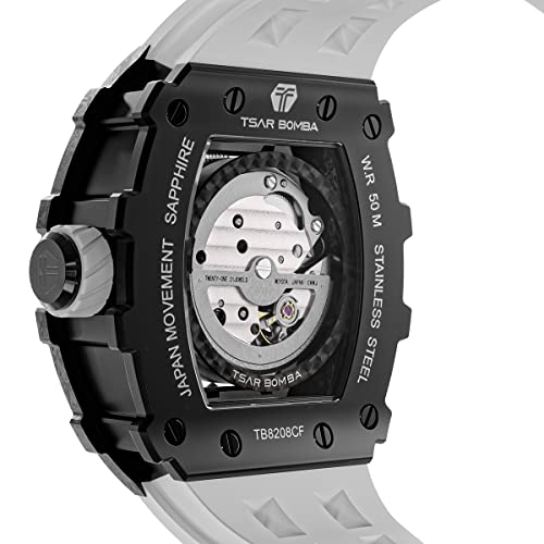 Luxury Mens Automatic Mechanical Watches - Japanese Movement Sapphire Glass - 50M Waterproof Men's Watch - Square Wrist Watches Silicone Band Luminous Elegant Gifts for Men3