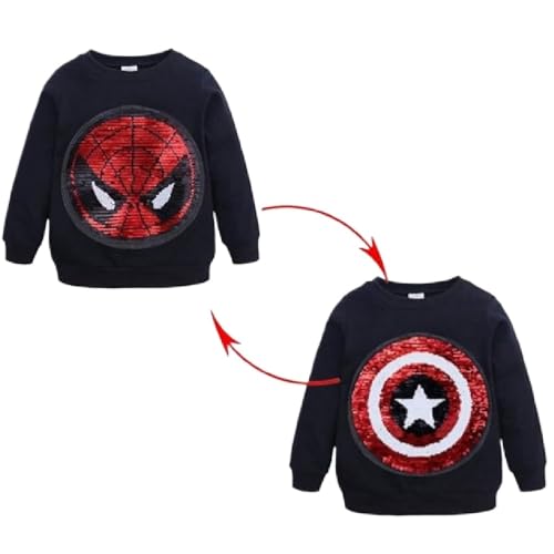 Quenny Children's Sweater, Cartoon Long Sleeve Reversible Sequin T-Shirt3