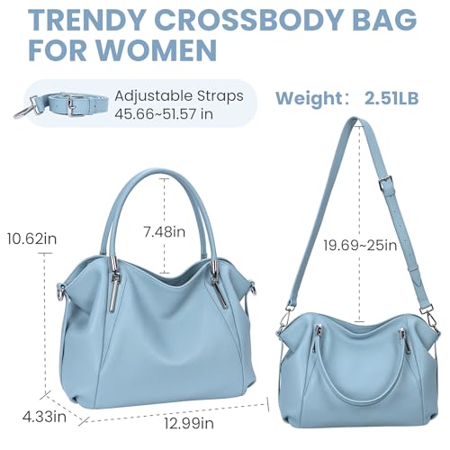 Image of HESHE Leather Shoulder Purses for Women Tote Handbags Satchel Hobo Handbag | Designer Genuine Leather Travel Top Handle Work Bag Ladies Crossbody Purses Adjustable Straps Large Capacity Zippered Closure