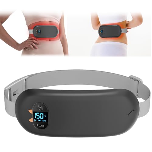 Heat Pad for Period Pain Relief Upgraded 6 Heat Massage Modes Electric Fast Heating Pad for Lower Back Pain Cramp Menstrual Rechargeable USB Heated Belt Gifts for Women Girls Her Christmas Black