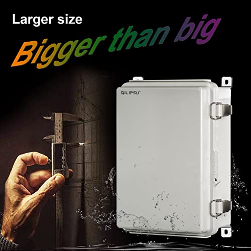 Qilipsu Pc/Abs Alloy Plastic Waterproof Outdoor Junction Box, 13.8"X9.9"X5.9" Ip66 Electrical Enclosure With Mounting Plate, Wall Brackets, Grey Hinged Door Weatherproof For Projects #TOP7