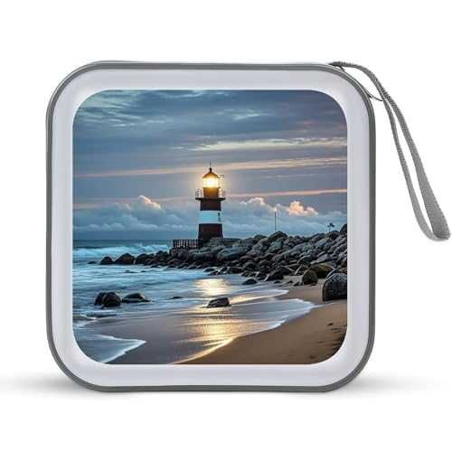 Sacoche CD DVD motif phare de mer pour musique en voiture et voyage en famille