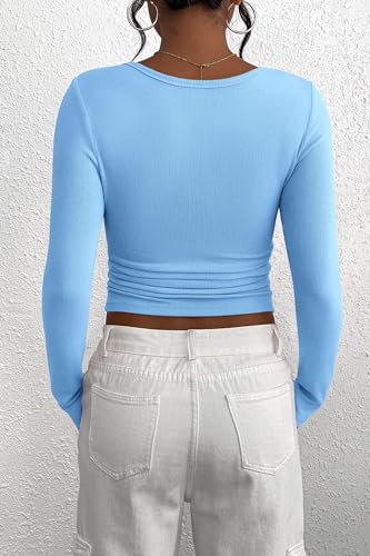 Image of PRETTYGARDEN Women's Fall Long Sleeve Henley T Shirts