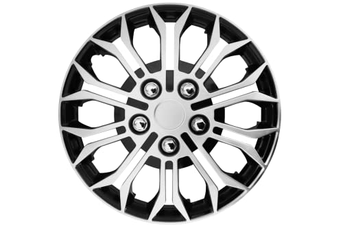Qualityfind Automotive 15 Inch Arachnid-Like Black & Silver Universal Hubcap Wheel Covers For Cars - Set Of 4 - Fits Toyota Honda Volkswagen Chevy Mazda Dodge Ford And Most Cars #TOP27