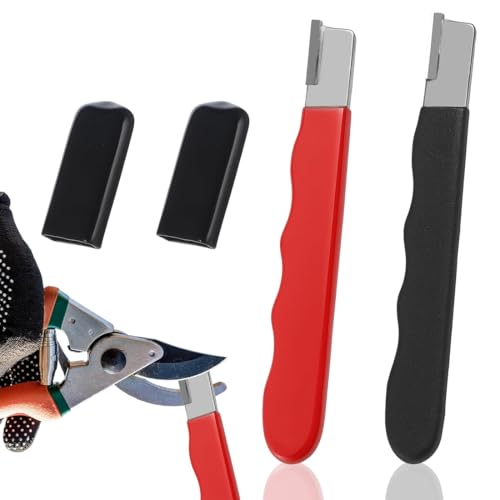 Afilador de cuchillos para herramientas (2 unidades), pequeño afilador de cuchillos para jardinería, de bolsillo para tijeras de podar y cortasetos, mini afilador para podadoras de jardín.