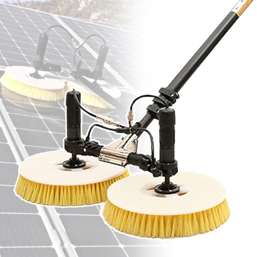 Generico Spazzola telescopica a Doppia Testina con Triplo ugello Spray - Perfetta per la Manutenzione di Pannelli solari e finestre, Strumento di Pulizia Pratico per la casa e Gli spazi Esterni.