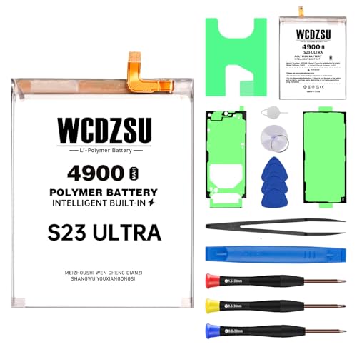 WCDZSU Battery Replacement for Samsung Galaxy S23 Ultra High Capacity 4900mAh EB-BS918ABY New 0 Cycle Li-Polymer Battery for Samsung S23 Ultra with Repair Tool Kit SM-S918B