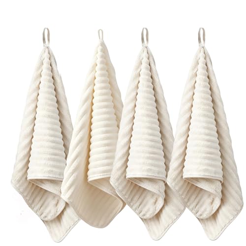 LMMINBZ 4PCS Beige Microfiber Hand Towels for Bathroom Christmas Decorations Quick Dry Small Towel Set Bathroom Kitchen 14 x29.6inch