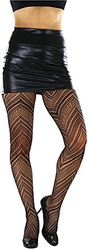 Image of ToBeInStyle Women's Vintage Art Deco Chevron Ornate Design Tights Pantyhose