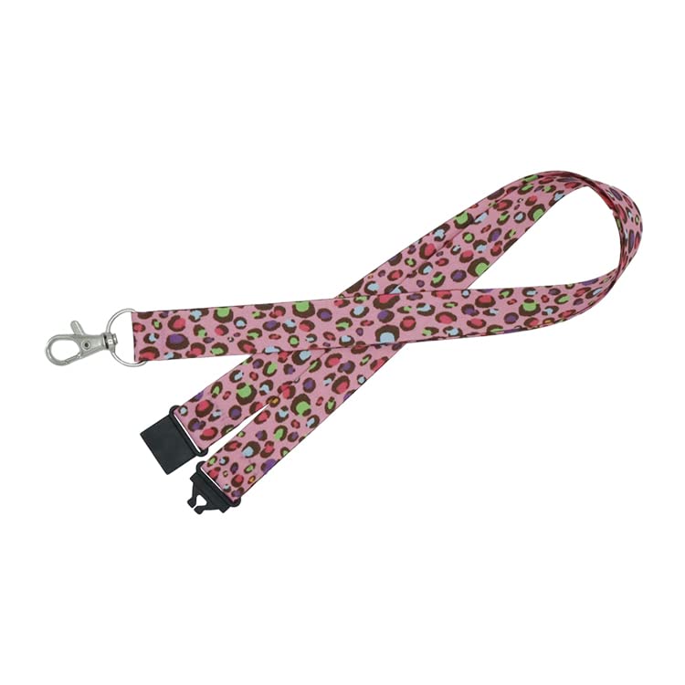 Pack of 50 Pink Leopard Spot Lanyards perfect for ID Cards, Name Badges, and Much More - Durable Breakaway Pink Leopard Spot Neck Strap Suitable for Everyday Use