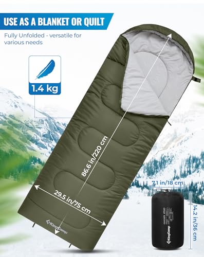 KingCamp Sleeping Bag 3 Season- Lightweight Waterproof Camping Sleeping Bag Indoor & Outdoor Use for Adults Kids for Hiking Backpacking and Camping with Compression Sack - Image 3