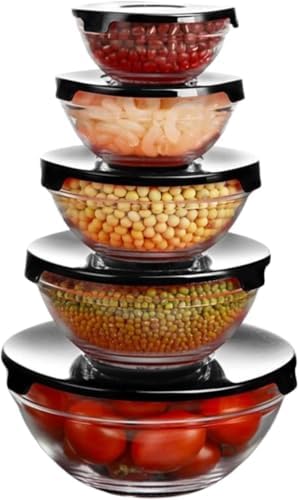 Kit Conjunto de 5 Potes de Vidro Redondo, Tampa Plástica- Conjunt...