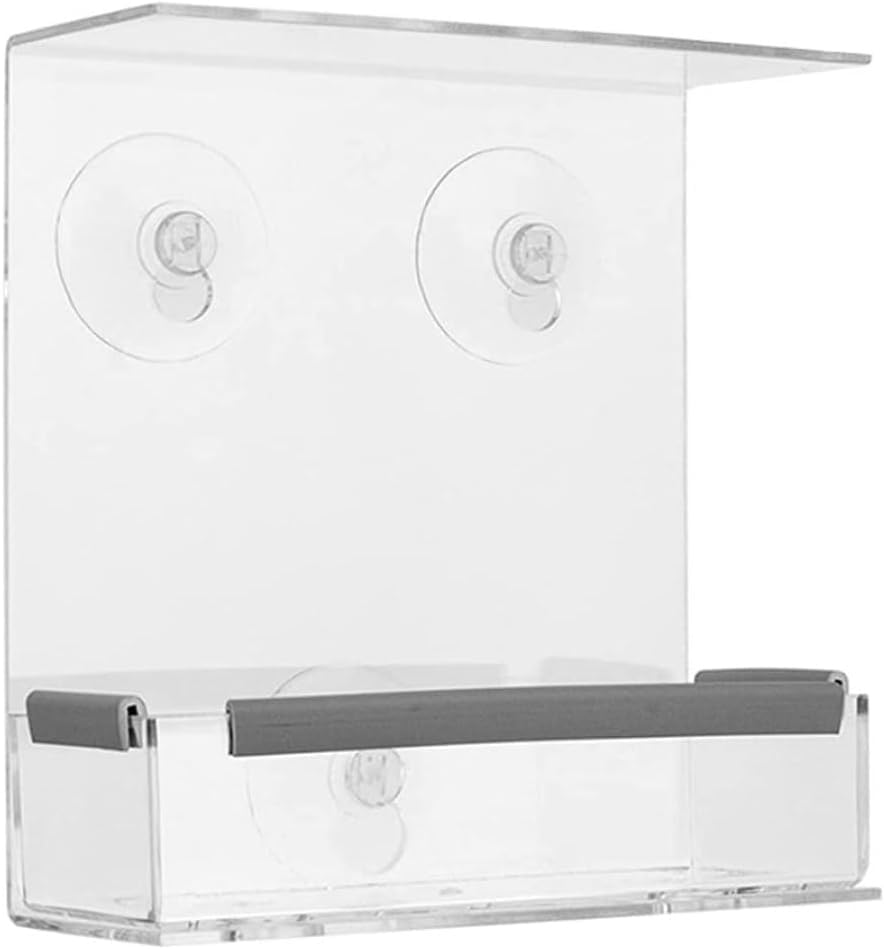 Window Bird Feeder Bird House for Outside, Window Bird Feeder with Strong Suction Cups and Seed Tray Outdoors Birdfeeder for Wild Birds, Cardinal, Bluebird (Square)